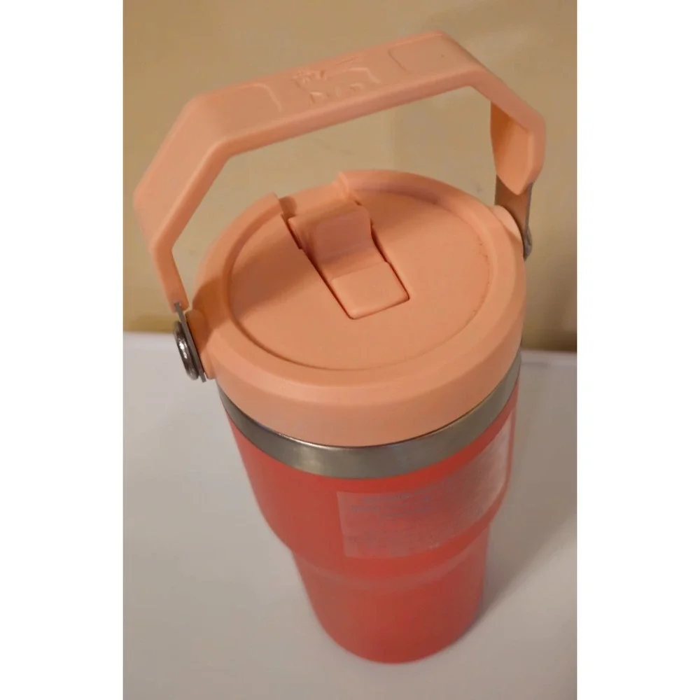 Stanley-Starbucks 20oz Tumbler Flip straw and Top Handle Coral/Salmon RARE